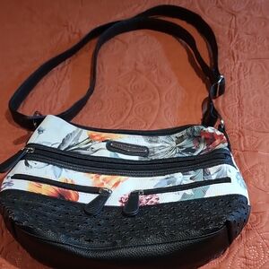 Stone Mountain Accessories Floral Crossbody Bag - Black and Multicolor.
